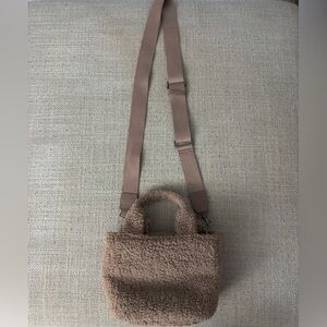 Cozy Tan Sherpa Crossbody Bag
